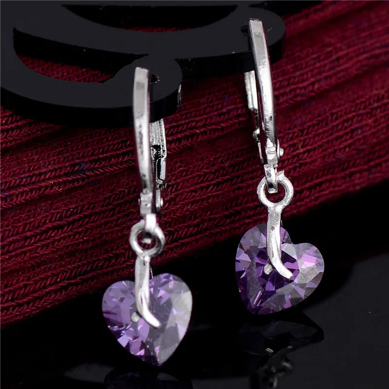 SHUANGR Purple Heart Dangle Women Earrings Shiny Cubic Zirconia Earrings Women's Noble Jewelry
SHUANGR Purple Heart Dangle Women Earrings Shiny Cubic Zirconia Earrings Women's Noble Jewelry