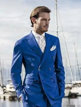 Tailored Royal Blue Double Breasted Groom Tuxedos Best Man New Suits Men's Daily Work Wear Blazer With Pants (Jacket+Pants+Tie) 
Tailored Royal Blue Double Breasted Groom Tuxedos Best Man New Suits Men's Daily Work Wear Blazer With Pants (Jacket+Pants+Tie)