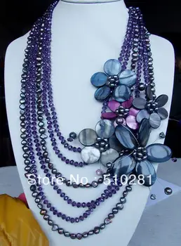 free shipping !!! Shiny anethyst and pearl mixed long chain 5 shell flower waterfull necklace
free shipping !!! Shiny anethyst and pearl mixed long chain 5 shell flower waterfull necklace