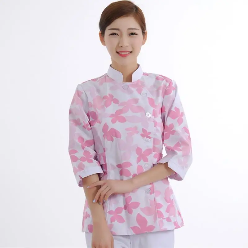 2019 New Leaf Print Medical Scrubs Women Medical Clothing Tops in Cotton Nursing Work Uniform Dental Hospital Uniforms Shirt
2019 New Leaf Print Medical Scrubs Women Medical Clothing Tops in Cotton Nursing Work Uniform Dental Hospital Uniforms Shirt
