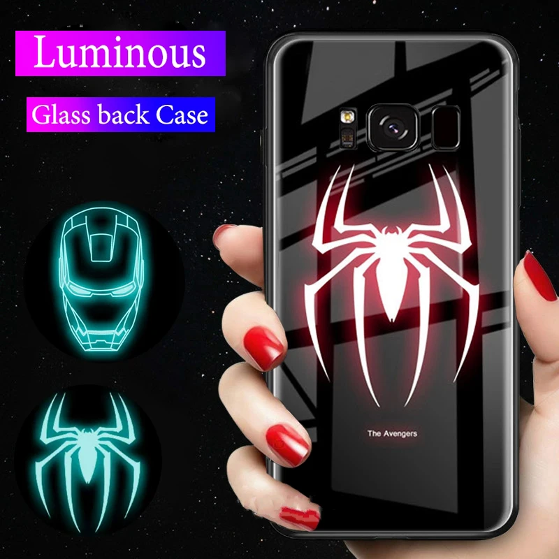 Светящийся чехол Marvel Бэтмен для Samsung Galaxy s8 s9 s10 plus note10 стеклянный Note 10 9 Note8 S10