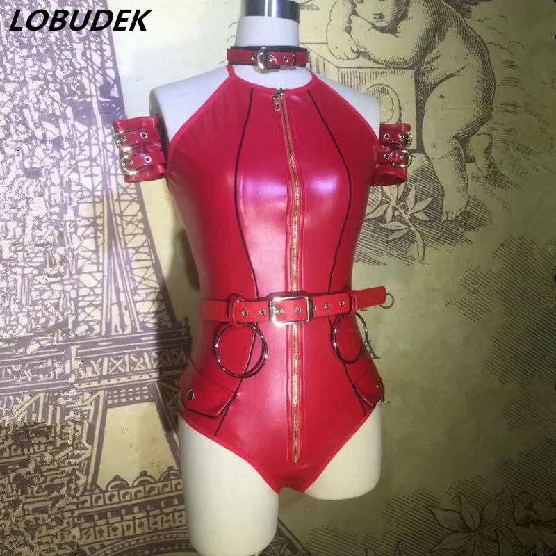 Women fashion slim bodysuit PU Leather catsuit Bar Nightclub Female singer DJ DS costumes Dance groups jazz performance costumes
Women fashion slim bodysuit PU Leather catsuit Bar Nightclub Female singer DJ DS costumes Dance groups jazz performance costumes