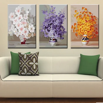 Three-picture Combination painting by numbers vintage home decor wall art flower pictures oil painting on canvas Triptych H462 
Three-picture Combination painting by numbers vintage home decor wall art flower pictures oil painting on canvas Triptych H462
