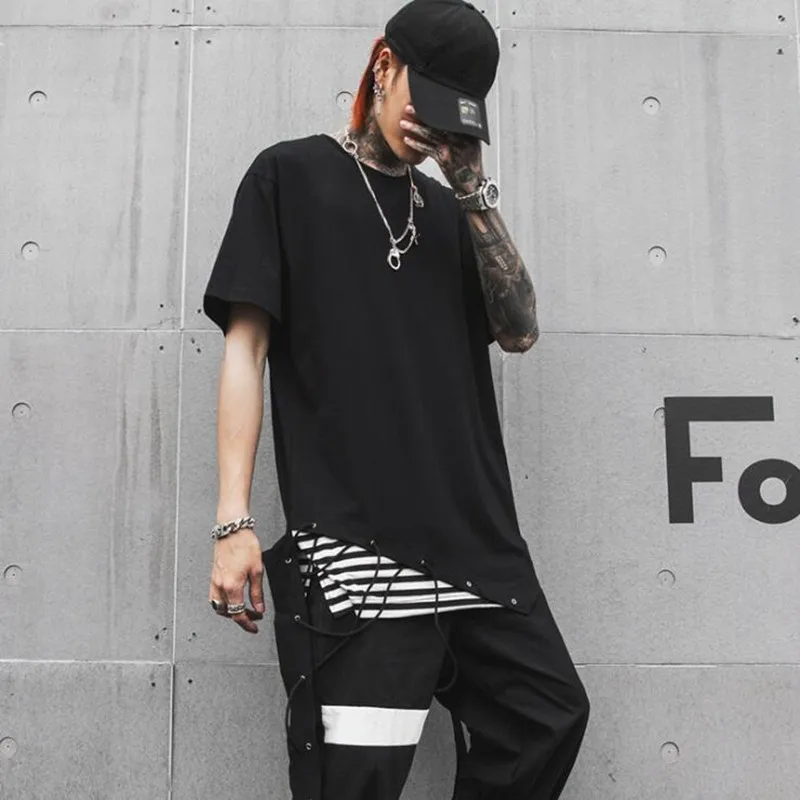 Men stripe patchwork lace-up punk hip hop t shirt oversized street wear mens nightclub vintage short sleeve tee shirts
Men stripe patchwork lace-up punk hip hop t shirt oversized street wear mens nightclub vintage short sleeve tee shirts