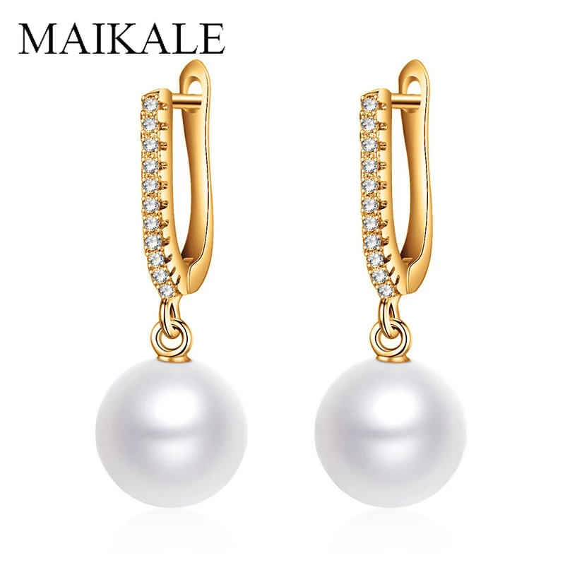 MAIKALE Fashion Wild Stud Earring With Pearl Simple Zirconia White Color Round Pearl Long Korean Earrings For Women Holiday Gift
MAIKALE Fashion Wild Stud Earring With Pearl Simple Zirconia White Color Round Pearl Long Korean Earrings For Women Holiday Gift