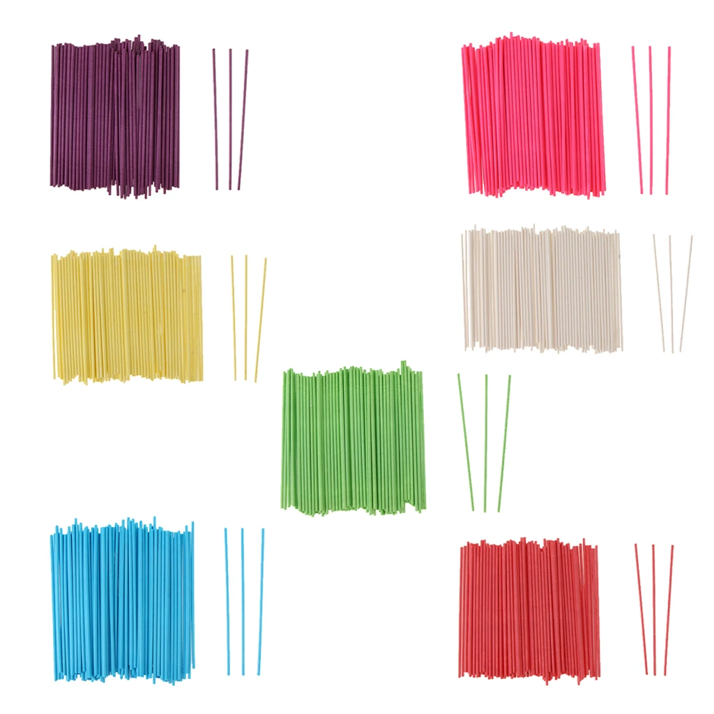 100 Pc Solid Colored Paper Lollipop Sticks 6 inch Cake Pop Sticks for Fondant Candy Chocolate Cake Pop Cupcakes Making Mould