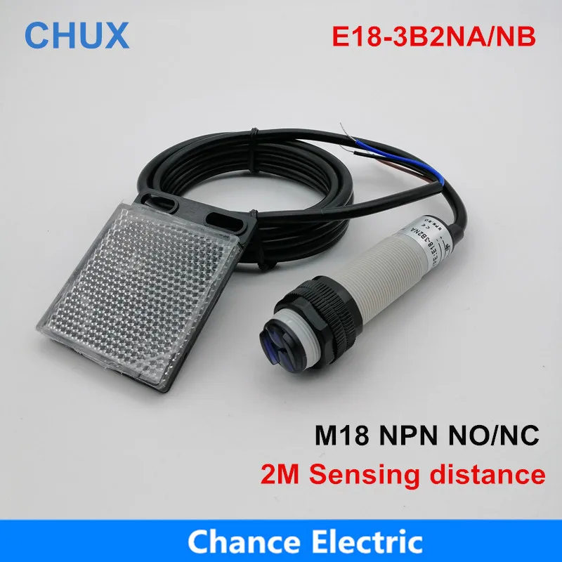 CHUX Photoelectric Switch 3 Wire 2m Detect Distance Npn No Nc E18-3b2na Nb Infrared Reflector Light Sensor
CHUX Photoelectric Switch 3 Wire 2m Detect Distance Npn No Nc E18-3b2na Nb Infrared Reflector Light Sensor