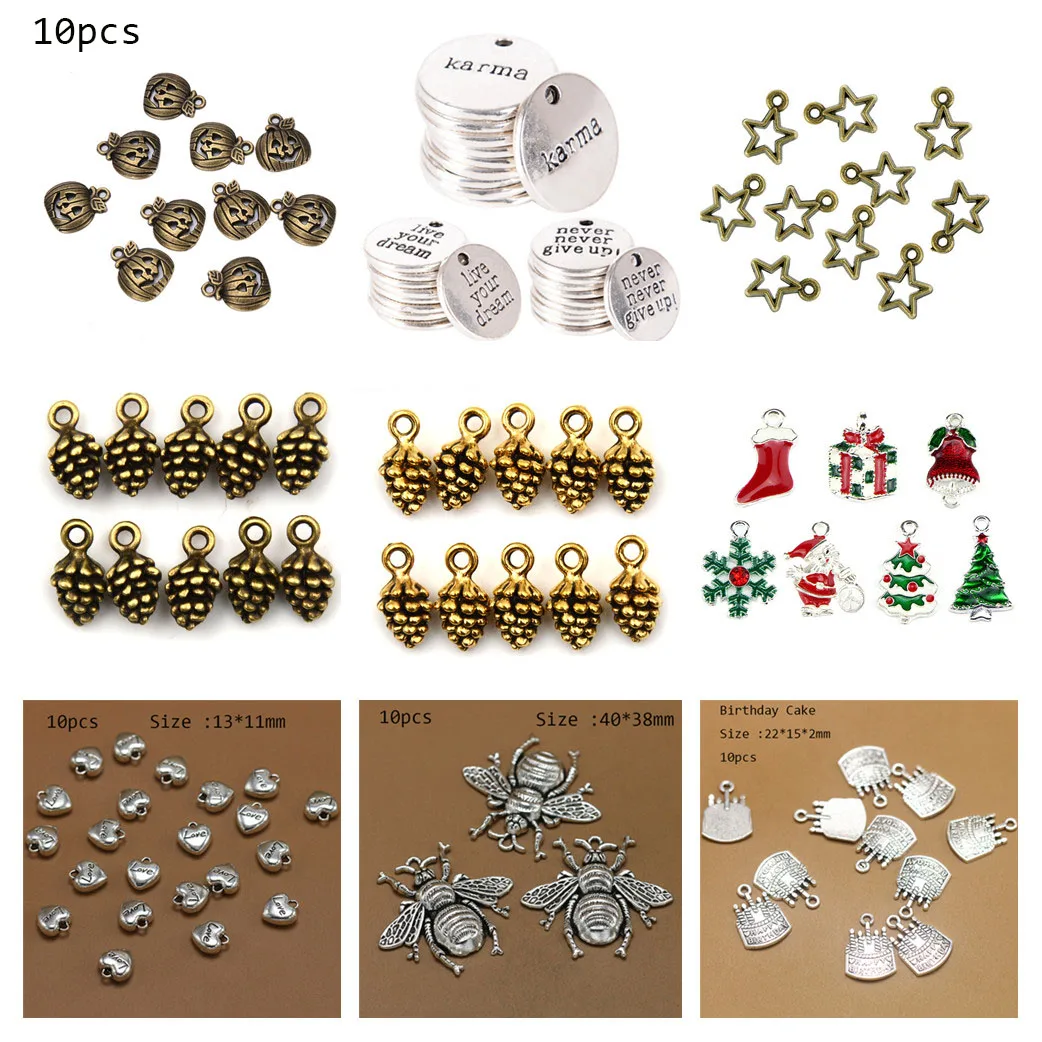 10Pcs/lot Antique Handmade Hanging Crafts Christmas Charms Pumpkin Bee Birthday Cake Star Heart Pendant For DIY Vintage Jewelry
10Pcs/lot Antique Handmade Hanging Crafts Christmas Charms Pumpkin Bee Birthday Cake Star Heart Pendant For DIY Vintage Jewelry