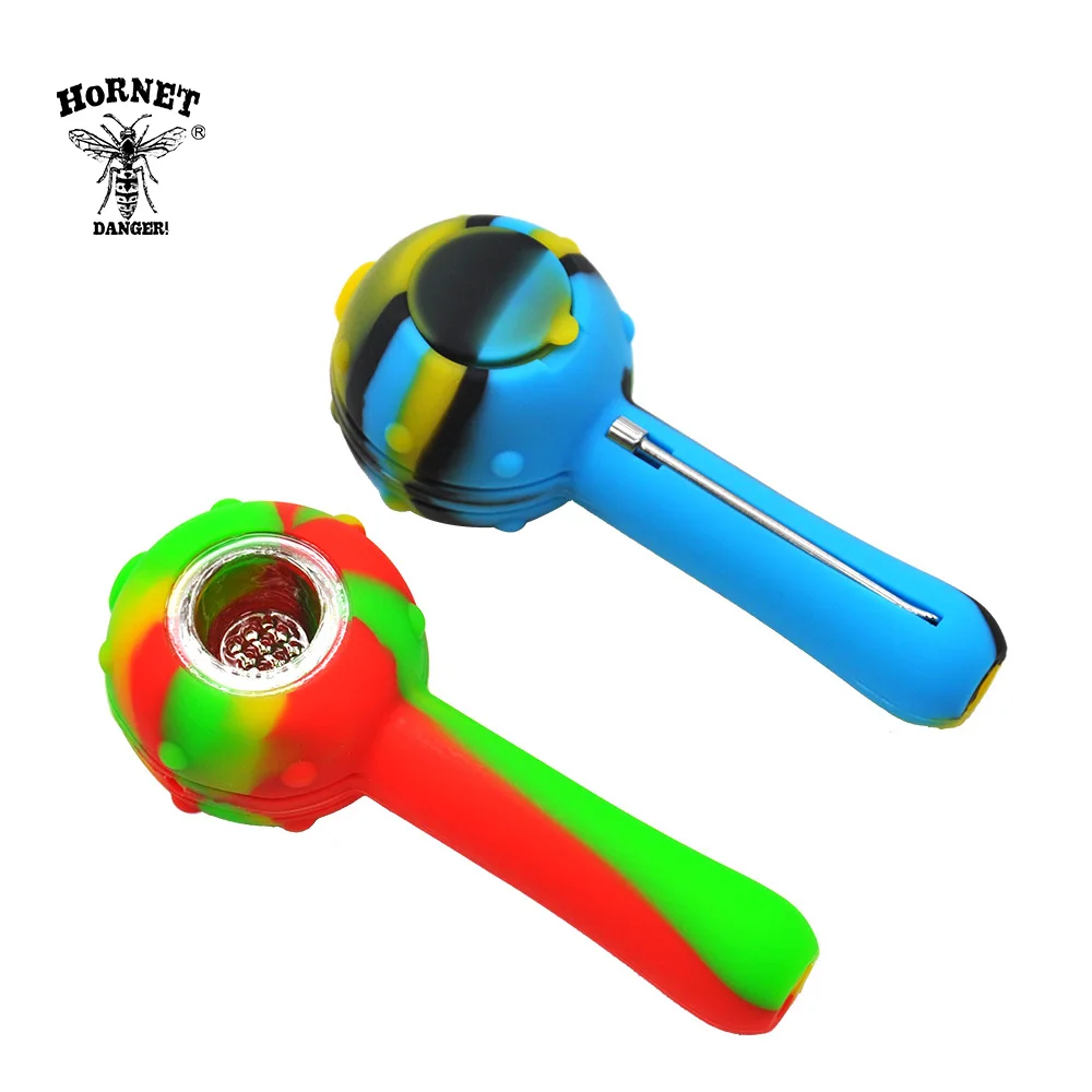 

HORNET FDA Silicone Smoking Herb Pipe 115MM Glass Bowl With Wax Oil Spoon And Storage Unbreakable Smoking Pipe Accessories