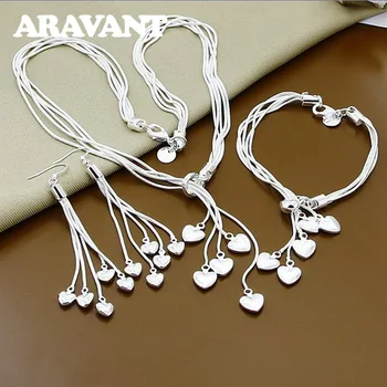 925 Silver Jewelry Set Heart Necklaces Bracelets Tassel Long Earrings For Women Anniversary Gift
925 Silver Jewelry Set Heart Necklaces Bracelets Tassel Long Earrings For Women Anniversary Gift