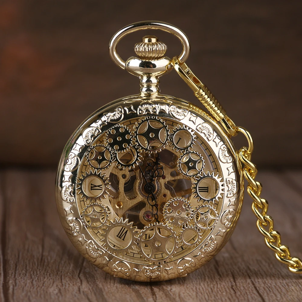 Luxury Fashion Golden Gear Hollow Hand Wind Mechanical Pocket Watch Men Women Pendant Chain Fob Watch Gifts
Luxury Fashion Golden Gear Hollow Hand Wind Mechanical Pocket Watch Men Women Pendant Chain Fob Watch Gifts