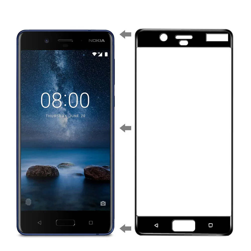 Закаленное 3d стекло для Nokia 8 полноэкранная Взрывозащищенная защитная пленка