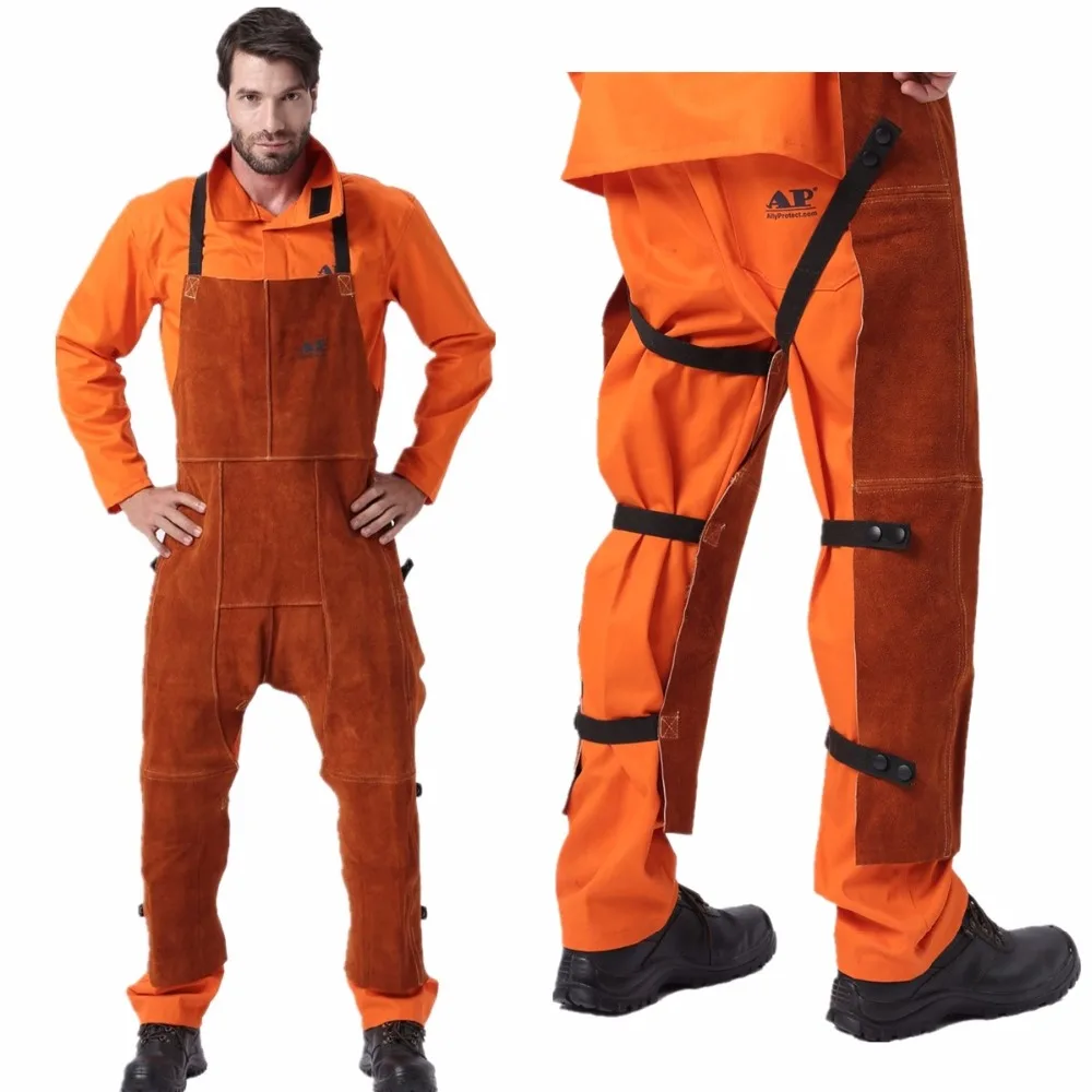 Welding Work Pants Cowhide Leather Safety Protective Welder Cloth Anti-scald