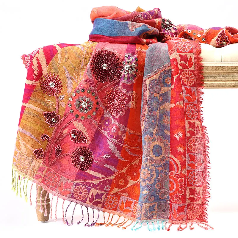 high quality National style Indian handmade red embroidery beaded sequins wool 96% scarf Shawl size:70*180cm(dry cleaning)
high quality National style Indian handmade red embroidery beaded sequins wool 96% scarf Shawl size:70*180cm(dry cleaning)