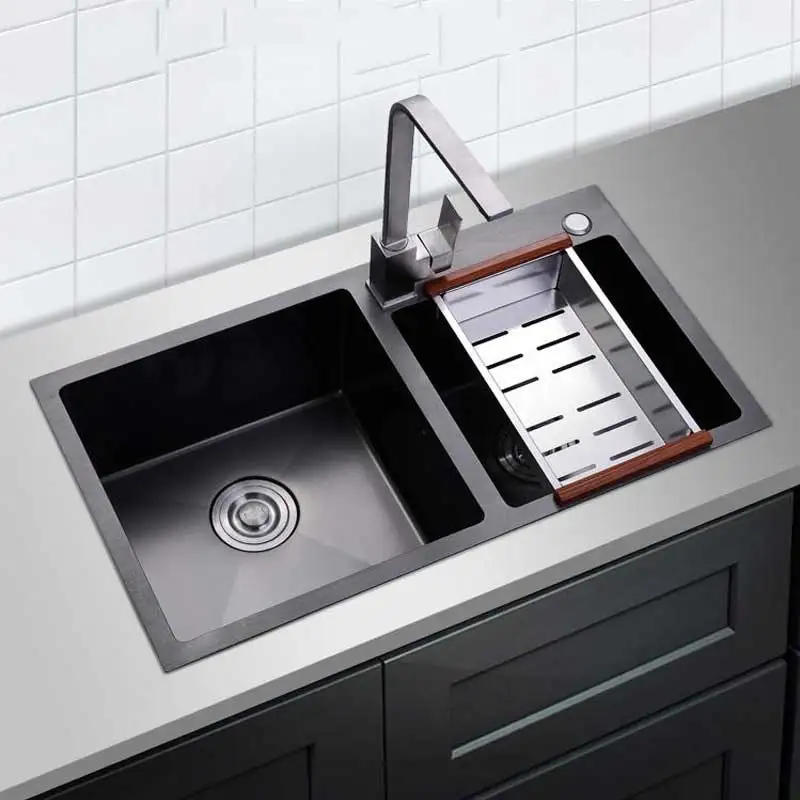 Kingbox manual stainless steel water trough, double groove kitchen xiancai basins nano sink below black double groove
Kingbox manual stainless steel water trough, double groove kitchen xiancai basins nano sink below black double groove