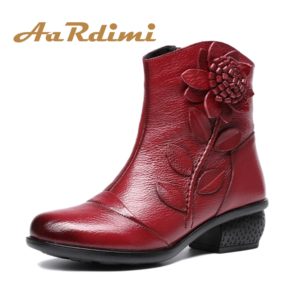 New Arrival Genuine Leather Flower Women Ankle Boots Winter Women's Boots Solid Add Fur High Heeled Vintage Winter Shoes Woman
New Arrival Genuine Leather Flower Women Ankle Boots Winter Women's Boots Solid Add Fur High Heeled Vintage Winter Shoes Woman