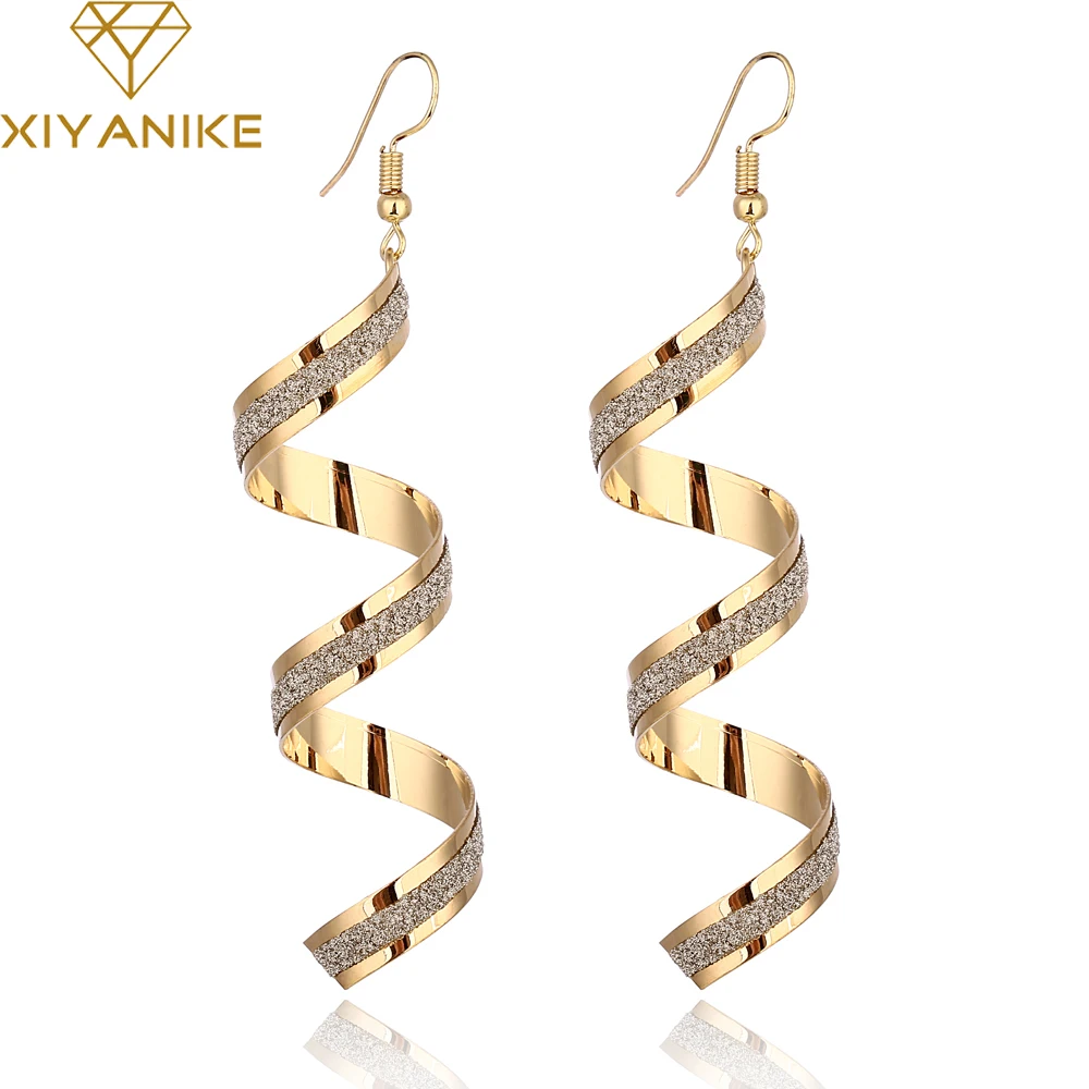 XIYANIKE 2017 New Arrival Fashion Punk Alloy Exaggerated Gold Silver Frosted Spiral Drop Earrings For Women Accessories E973
XIYANIKE 2017 New Arrival Fashion Punk Alloy Exaggerated Gold Silver Frosted Spiral Drop Earrings For Women Accessories E973