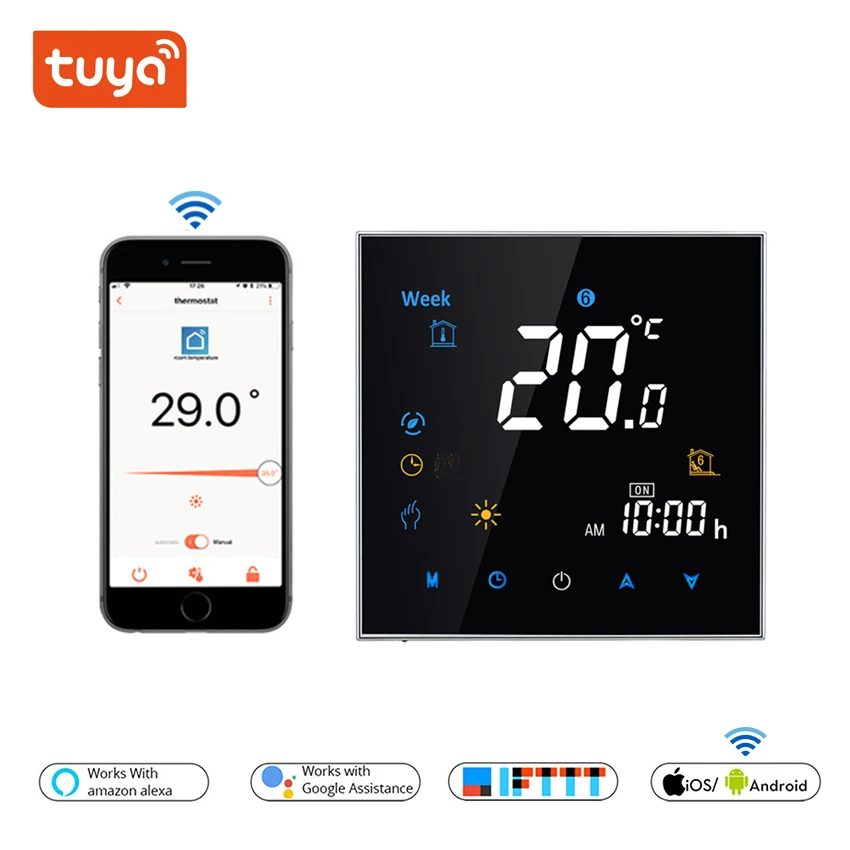 Thermostat WiFi Colorful Digital Display Smart Thermostat For Gas Boiler /Water/ Electric Floor Heating Thermostat Google Home
Thermostat WiFi Colorful Digital Display Smart Thermostat For Gas Boiler /Water/ Electric Floor Heating Thermostat Google Home
