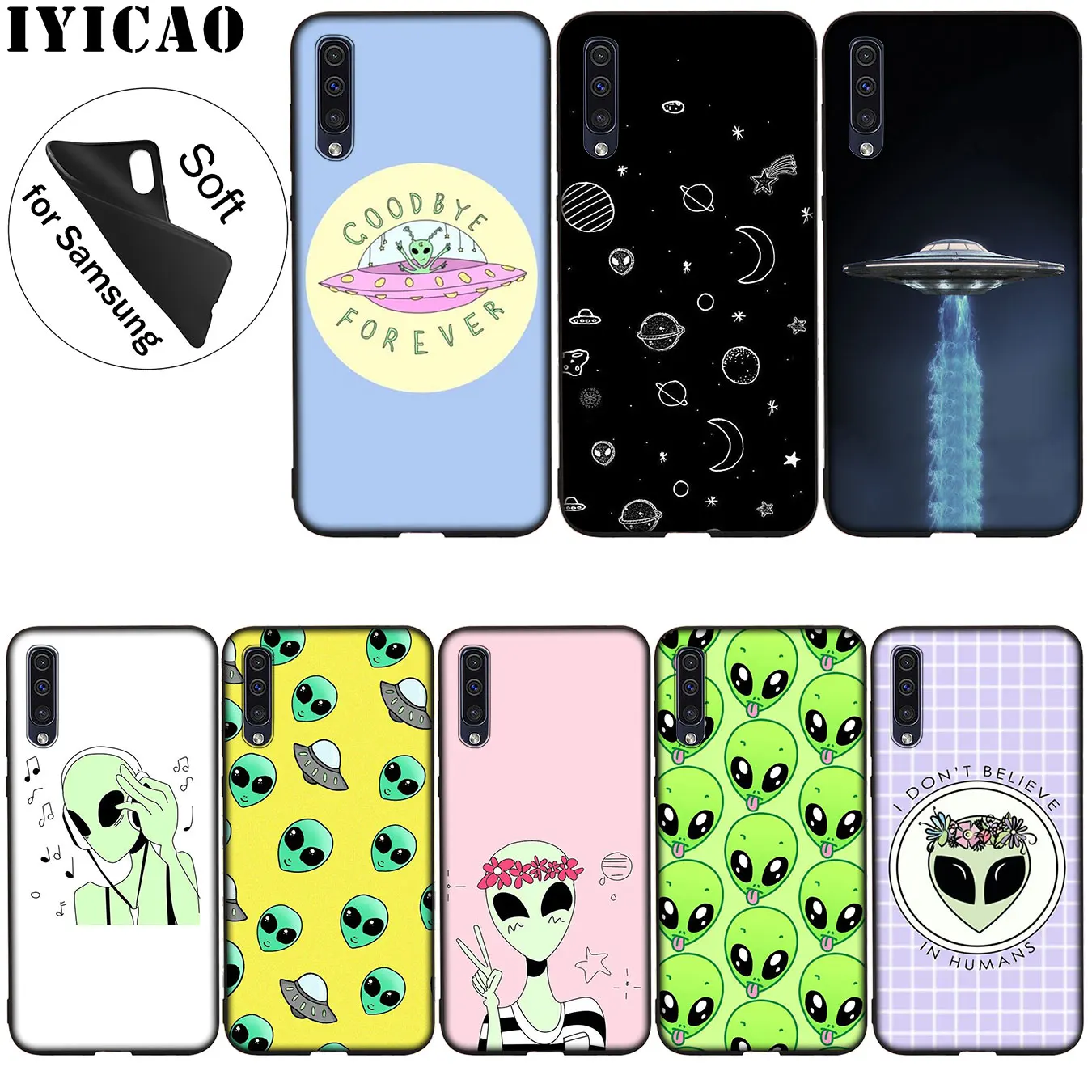 IYICAO Cute Alien UFO Kawaii Soft Silicone Case for Samsung Galaxy A70 A60 A50 A40 A30 A20 A10 A50S A40S A30S A20S A10S Cover
IYICAO Cute Alien UFO Kawaii Soft Silicone Case for Samsung Galaxy A70 A60 A50 A40 A30 A20 A10 A50S A40S A30S A20S A10S Cover