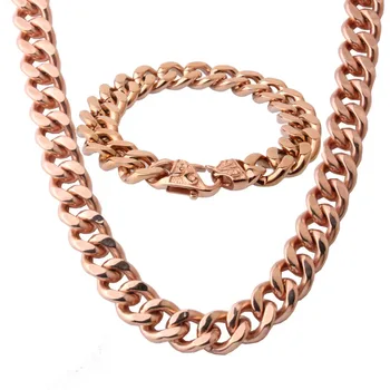 15mm Men's Unisex's Jewelry Sets 316L Stainless Steel Rose Gold Cuban Curb Link Chain Necklace 24" And Bracelet 8.66" New Gift
15mm Men's Unisex's Jewelry Sets 316L Stainless Steel Rose Gold Cuban Curb Link Chain Necklace 24" And Bracelet 8.66" New Gift