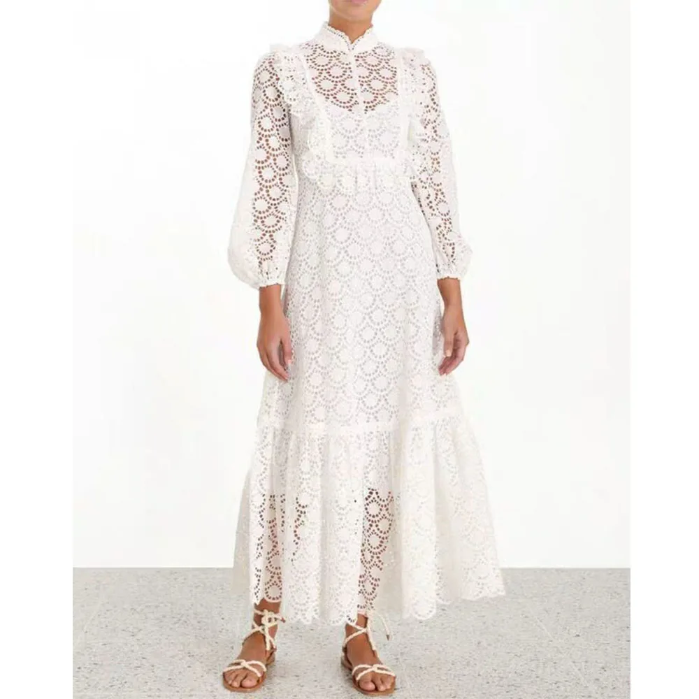 High Quality Women's Lace Dress Sexy Hollow Out Perspective Maxi Long Dress Ladies Collection Full Sleeves Ruffles Party Vestido
High Quality Women's Lace Dress Sexy Hollow Out Perspective Maxi Long Dress Ladies Collection Full Sleeves Ruffles Party Vestido