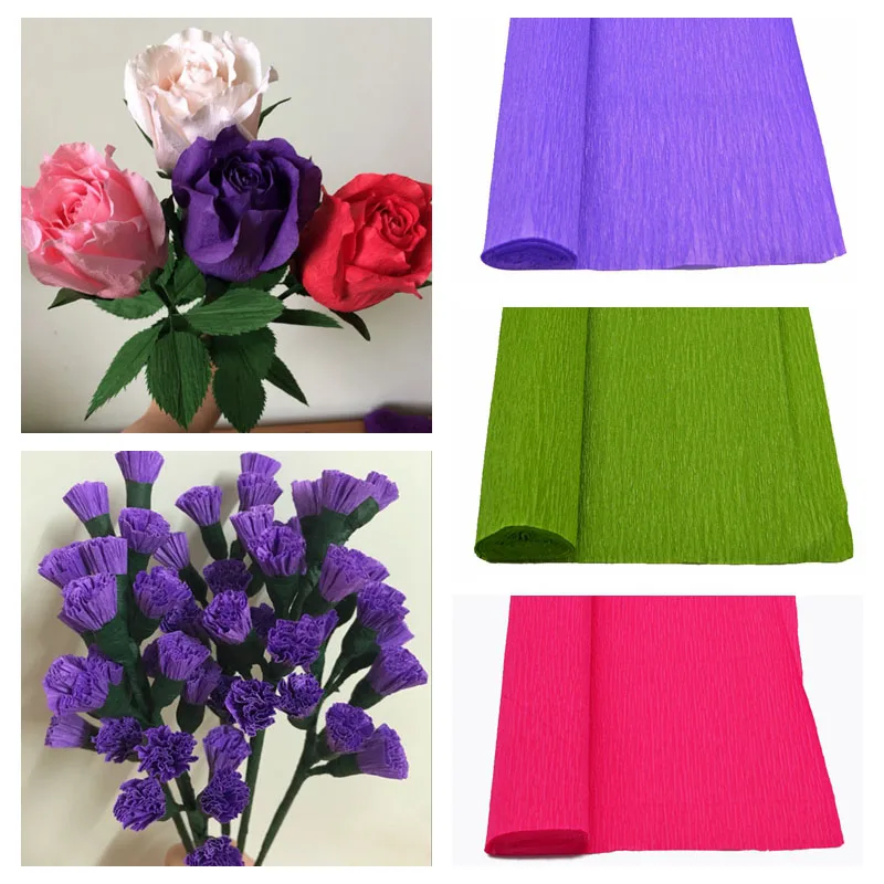 250x25cm flower making crepe papers diy flowers bouquet wrapping packing material paper craft home backdrop decor supplies crepe paper flower