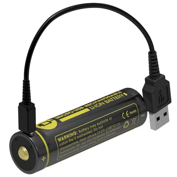 

NITECORE NL1834R 3400mAh High Performance Micro-USB Rechargeable Li-ion Battery 12.24Wh 3.6V Button Top 18650 Protected Battery