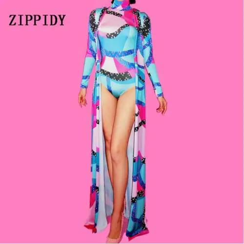 Female Singer Nightclub Crystals Costume Leotard Cape Women Fashion Rhinestones Bodysuit Long Coat Colorful Outfit
Female Singer Nightclub Crystals Costume Leotard Cape Women Fashion Rhinestones Bodysuit Long Coat Colorful Outfit