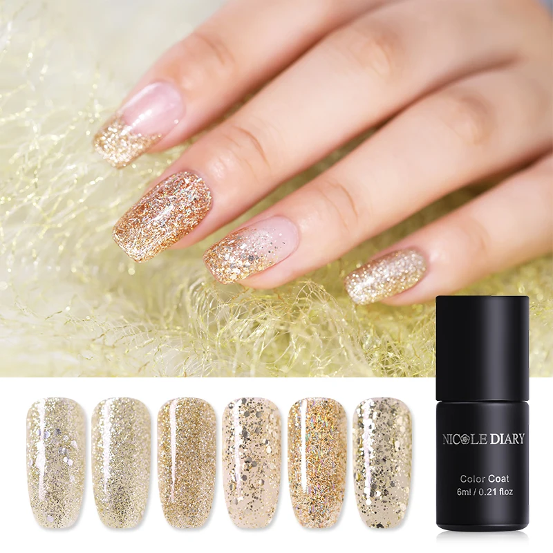 NICOLE DIARY Champagne Gold Series Gel Polish 6ml Holo Stripe Glitter Soak Off UV Gel Polish 6 Colors
NICOLE DIARY Champagne Gold Series Gel Polish 6ml Holo Stripe Glitter Soak Off UV Gel Polish 6 Colors