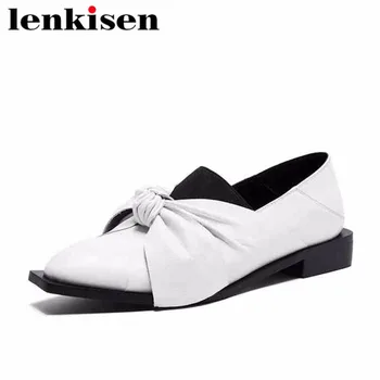 Lenkisen butterfly-knot full grain leather low heels lslip on square toe solid large size pumps fairy women leisure shoes L01
Lenkisen butterfly-knot full grain leather low heels lslip on square toe solid large size pumps fairy women leisure shoes L01
