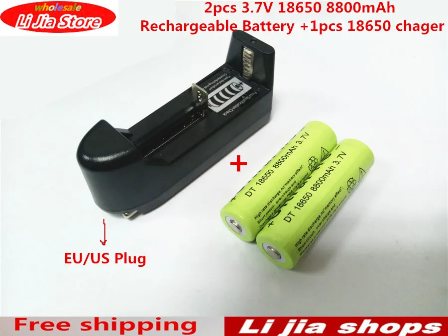 2pcs 3.7V 18650 8800mAh Rechargeable Battery +18650 chager for LED Flashlight 2*18650 batteyr +charger
2pcs 3.7V 18650 8800mAh Rechargeable Battery +18650 chager for LED Flashlight 2*18650 batteyr +charger