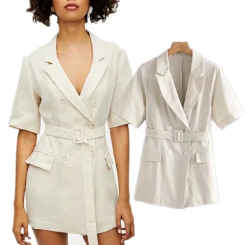 Elegant Short Blazer Women Dress Sexy Belt Tie Solid Mini Dress Linen Button Beach Wrap Party Dresses Shirt Vestidos
Elegant Short Blazer Women Dress Sexy Belt Tie Solid Mini Dress Linen Button Beach Wrap Party Dresses Shirt Vestidos