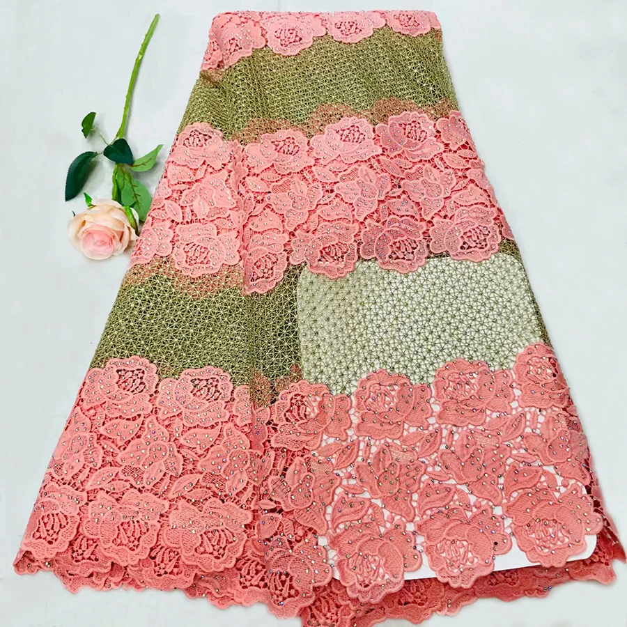 Newest Peach color Nigerian Lace Fabrics 2018 African Guipure Lace Fabric High Quality French Water Soluble Lace Fabrics 5 Yards
Newest Peach color Nigerian Lace Fabrics 2018 African Guipure Lace Fabric High Quality French Water Soluble Lace Fabrics 5 Yards