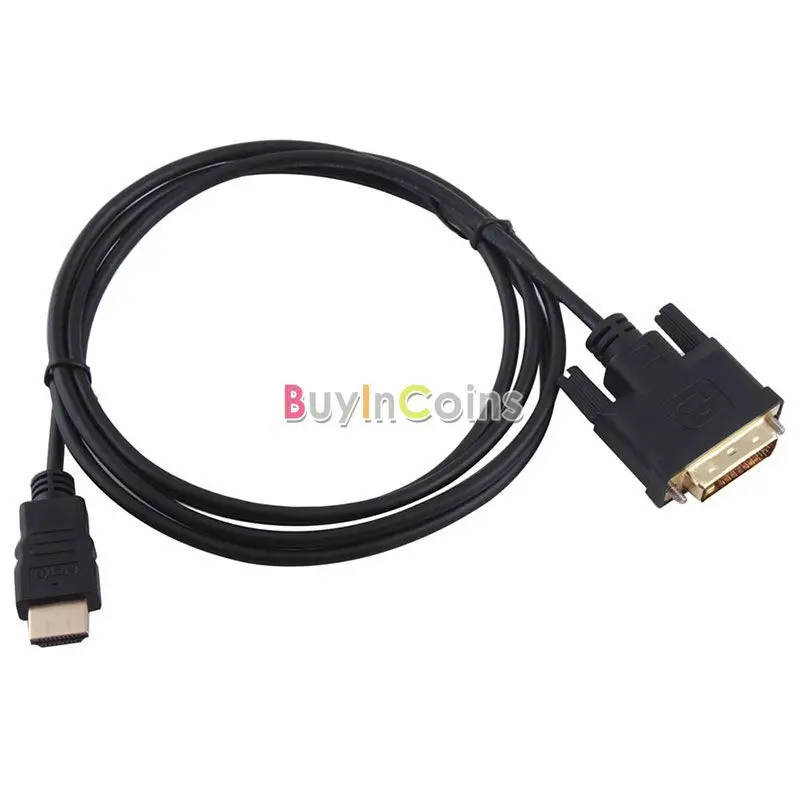 

Buyincoins 5FT 1.8M HDMI To DVI DVI-D 24+1 Pin Cable Cord 1080P For HDTV HD PC PS3 XBOX DVD #32300