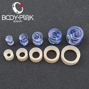BODY PUNK Trendy Piercing Plugs And Tunnels Jewelry 4pcs Pyrex Glass Purple Blue Black Stripe Plug With Flesh Silicone Plug
BODY PUNK Trendy Piercing Plugs And Tunnels Jewelry 4pcs Pyrex Glass Purple Blue Black Stripe Plug With Flesh Silicone Plug