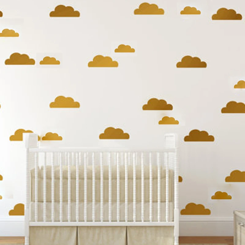 

56 pc/set Gold Cloud Wall Stickers For Living Rooms Baby Nursery Bedrooms Home Decor Art Removable Murals Wallpaper Home Decor