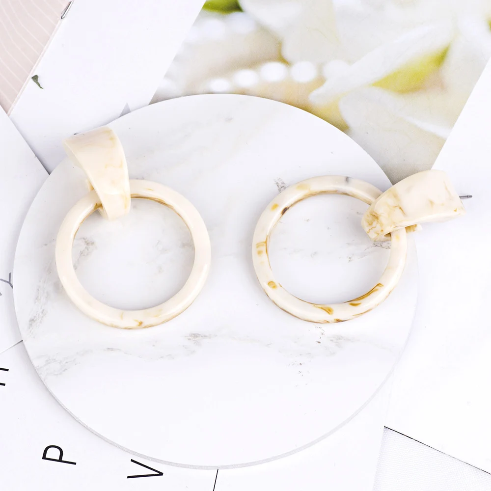 Guanlong Trendy Round Resin Dangle Earrings for Women Statement Big Geometric Pendant Earrings Party Jewelry Gift (3)