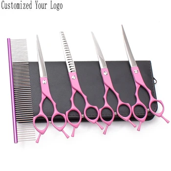 Suit 7In. 5Pcs Customize Log 440C Straight Scissors Thinning Shears Curved Shears Pet Shears Dog Grooming Scissors Kit DIY C3009
Suit 7In. 5Pcs Customize Log 440C Straight Scissors Thinning Shears Curved Shears Pet Shears Dog Grooming Scissors Kit DIY C3009
