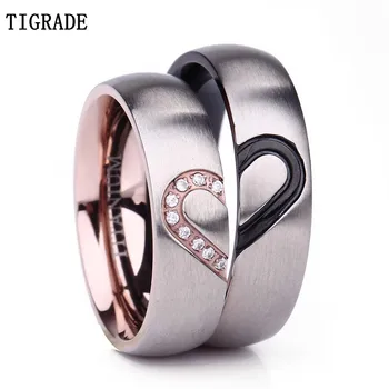 Tigrade 1pc Couple Ring High Polish Dome Heart Shape Inlay Titanium Rings for Men Women Wedding Band Jewellery Lover Rings Gift
Tigrade 1pc Couple Ring High Polish Dome Heart Shape Inlay Titanium Rings for Men Women Wedding Band Jewellery Lover Rings Gift