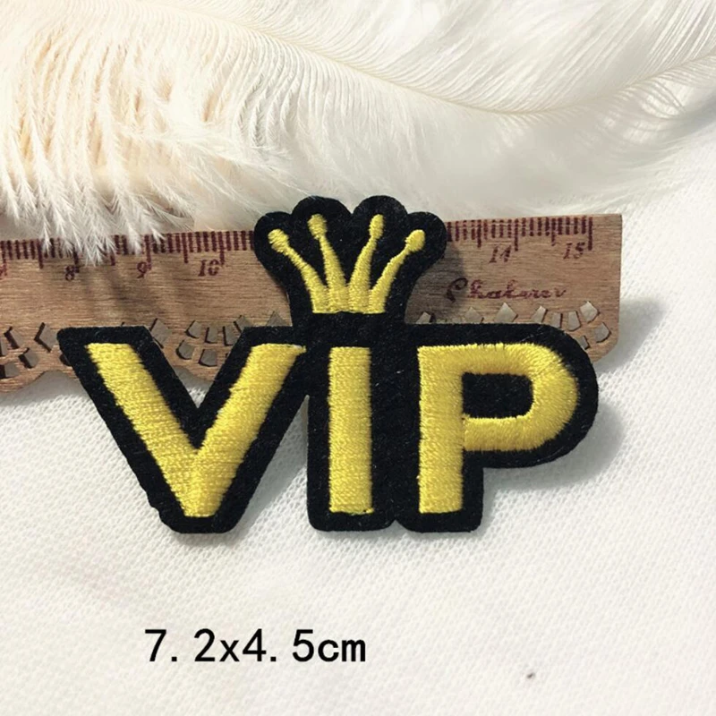 VIP with Crown Embroidered Clothes Cartoon Patches Holes Small Decorative Accessories application iron on patches
