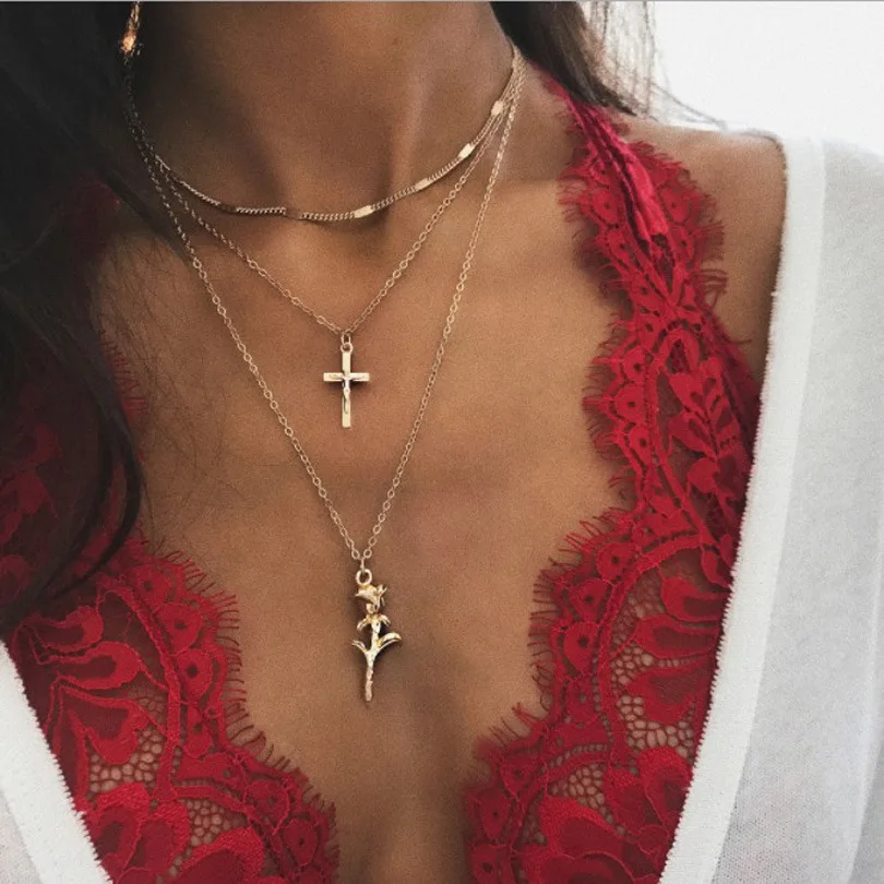 Vintage Gold Color Cross Rose Flower Pendant Necklaces for Women Girl Floral Layered Necklace Bohemia Jewelry
Vintage Gold Color Cross Rose Flower Pendant Necklaces for Women Girl Floral Layered Necklace Bohemia Jewelry