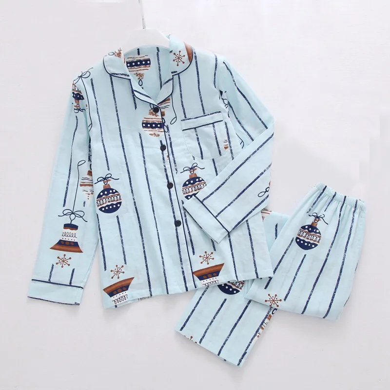 2019 Spring And Autumn New Ladies 100% Gauze Cotton Women Pajamas Set Wind Chimes Printed Long Sleeve Cotton Homewear Sleepwear
2019 Spring And Autumn New Ladies 100% Gauze Cotton Women Pajamas Set Wind Chimes Printed Long Sleeve Cotton Homewear Sleepwear