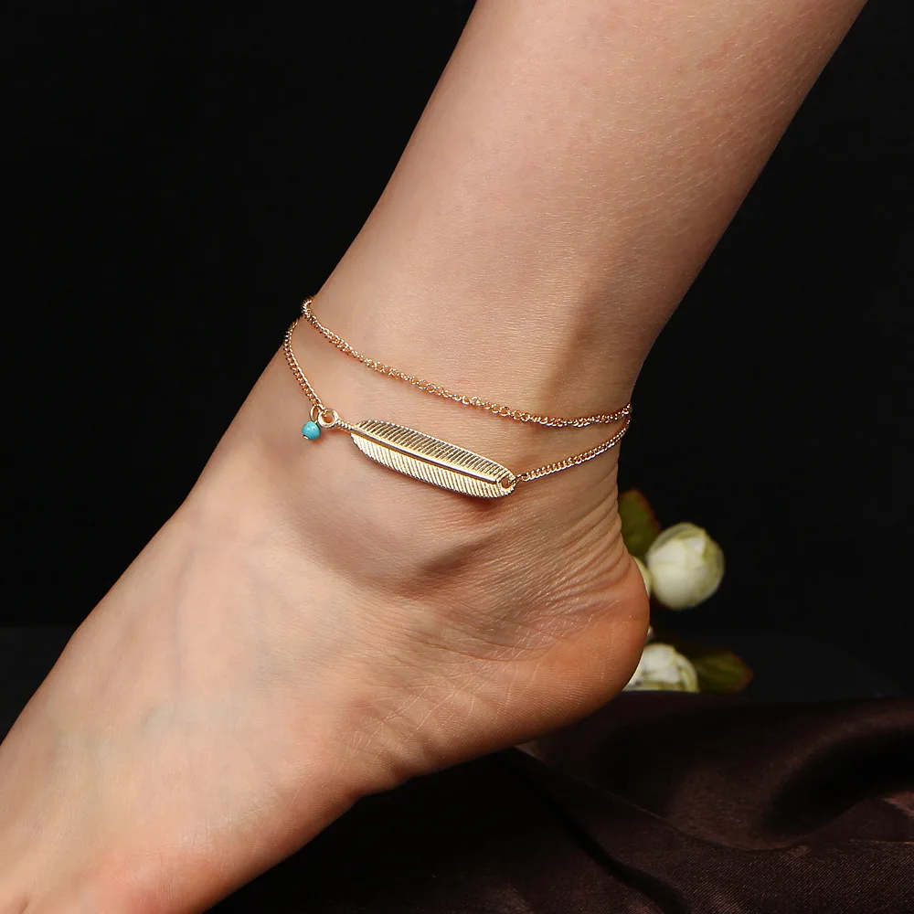 Fashion Summer Style 2 Colors Feather Pendant Anklets for Women Bohemian Anklets Sandals Foot Coin Boots Bijoux Femme
Fashion Summer Style 2 Colors Feather Pendant Anklets for Women Bohemian Anklets Sandals Foot Coin Boots Bijoux Femme