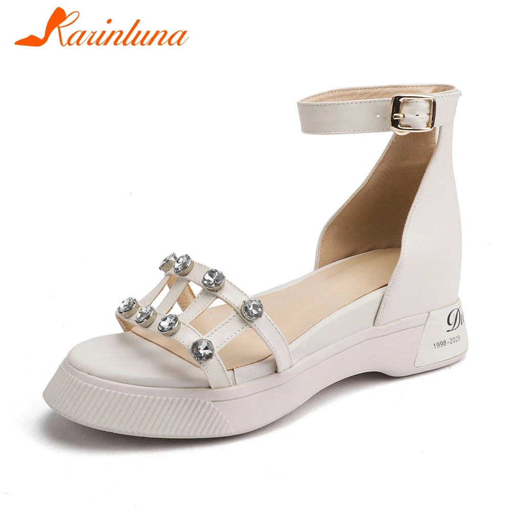 KARINLUNA New Big Size 34-40 INS Hot Crystal Genuine Leather Ladies Wedges Heels Summer Sandals 2019 Shoes Woman Casual Sandals
KARINLUNA New Big Size 34-40 INS Hot Crystal Genuine Leather Ladies Wedges Heels Summer Sandals 2019 Shoes Woman Casual Sandals