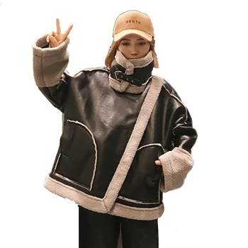 Winter PU Jacket Spring Windbreaker For Women Lamb Fur female Leather Jacket Outwear Coat Jacket Loose Harajuku Bomber Jacket
Winter PU Jacket Spring Windbreaker For Women Lamb Fur female Leather Jacket Outwear Coat Jacket Loose Harajuku Bomber Jacket