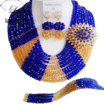 Laanc Nigerian Necklace Champagne and Royal Blue Wedding Jewelry Set Crystal Beads Women Bridal Party Jewellery Sets AL602
Laanc Nigerian Necklace Champagne and Royal Blue Wedding Jewelry Set Crystal Beads Women Bridal Party Jewellery Sets AL602