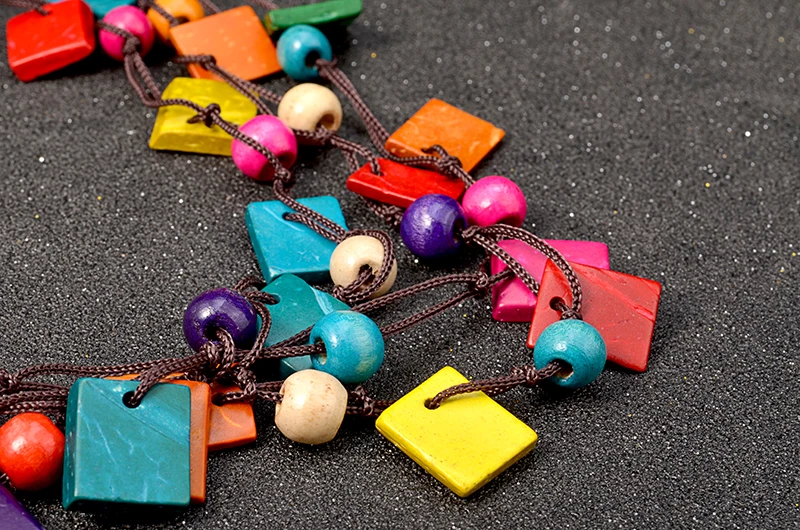 UDDEIN Bohemia Statement Necklace & Pendant Multi Layer Beads Wood Pendant Long Necklace Vintage bib Jewelry Handmade Collar Bohemia Statement Necklace