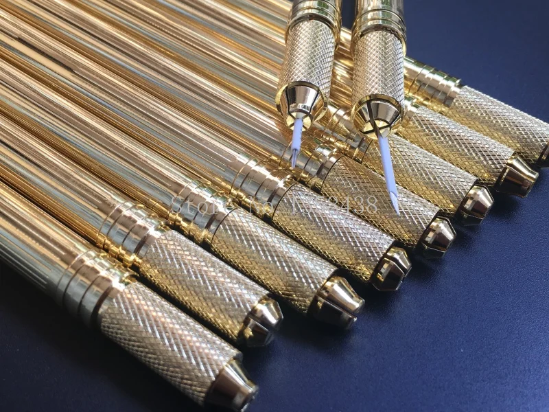 10PCS Golden Manual Eyebrow Tattoo Pen For Double Needle Blade Embroidery Two Heads Permanent Makeup Microblading Pen
10PCS Golden Manual Eyebrow Tattoo Pen For Double Needle Blade Embroidery Two Heads Permanent Makeup Microblading Pen
