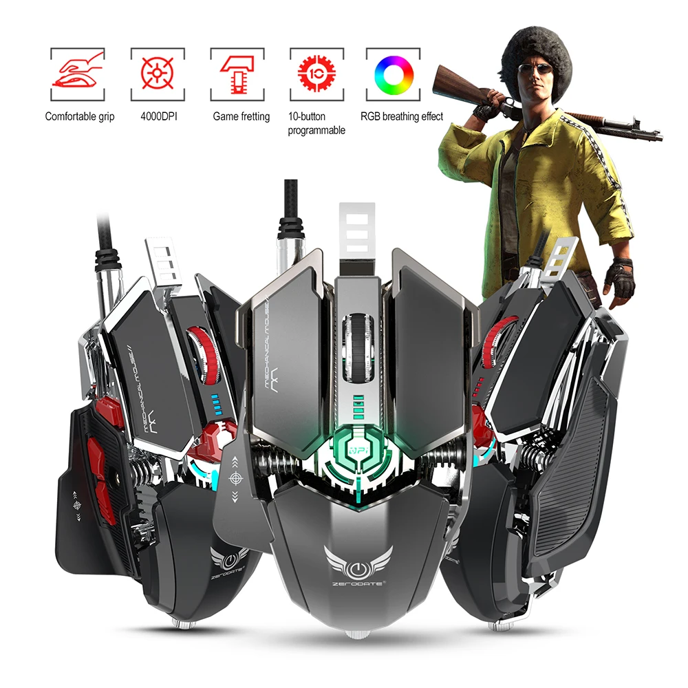 Mechanical Macros Competitive Game Mouse Mice Programmable 10 Button Adjustable 4000 DPI Winner Winner Chicken Dinner PUBG Mouse
Mechanical Macros Competitive Game Mouse Mice Programmable 10 Button Adjustable 4000 DPI Winner Winner Chicken Dinner PUBG Mouse
