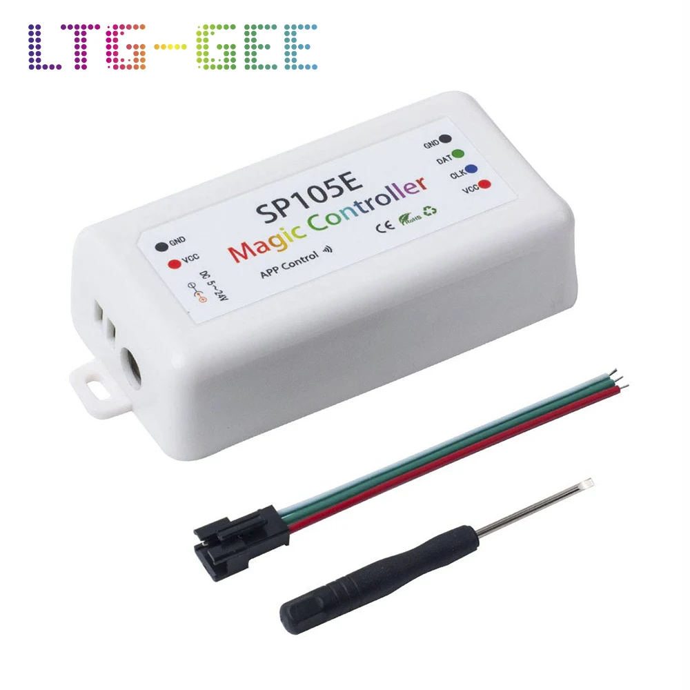 LTG-GEE Wireless Bluetooth Controller SP105E iOS/Android APP for WS2811 WS2812B WS2815 WS2813 WS2801 SK6812 SK9822 APA102 etc
LTG-GEE Wireless Bluetooth Controller SP105E iOS/Android APP for WS2811 WS2812B WS2815 WS2813 WS2801 SK6812 SK9822 APA102 etc